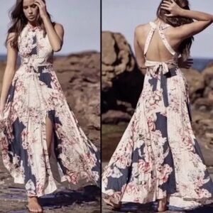 Anthropologie Abel the Label Aztec Geo Print Halter Maxi Dress Size M